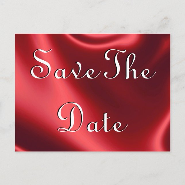 Postal De Anuncios Red Satin Save The Date Postcards (Anverso)