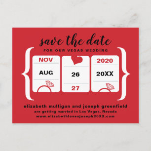 Postal De Anuncios Red Slot Machine Save the Date Boda