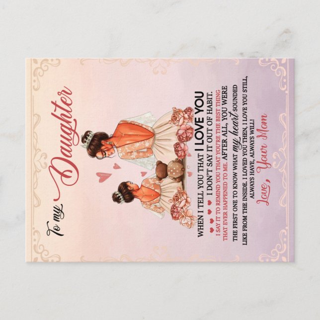 Postal De Anuncios Regalo a mi hija, hija y mamá, carta de amor (Anverso)