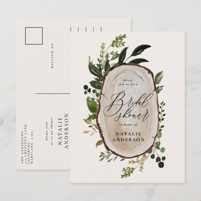 Postal De Anuncios Regalo botánico rústico de granja ducha de novia (Anverso / Reverso)
