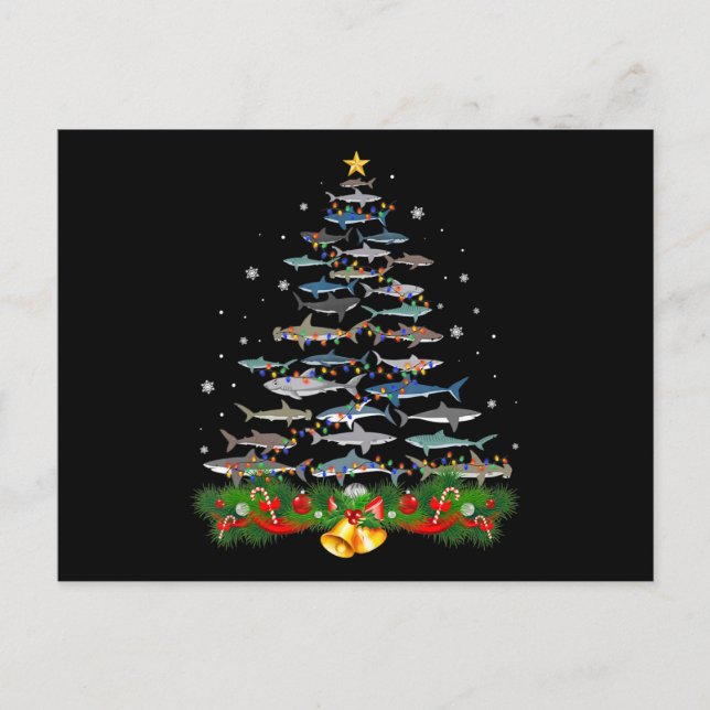 Postal De Anuncios Regalo de árbol de Navidad de tiburón para hombres (Anverso)