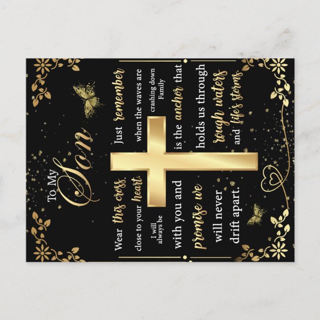 Postal De Anuncios Regalo para mi hijo, amante de las mariposas, cart (Anverso)