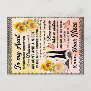 Postal De Anuncios Regalo para mi tía, regalo de girasol de sobrina