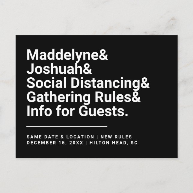 Postal De Anuncios Reglas de Seguridad de Distanciamiento Social Tarj (Anverso)