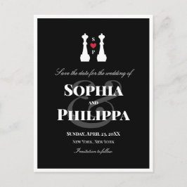 Postal De Anuncios Reinas de Ajedrez Piezas Lesbiana Boda Save the Da
