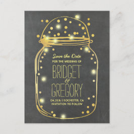 Postal De Anuncios Relieve metalizado dorado Mason Jar - Confetti Sav