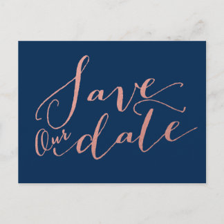 Postal De Anuncios Relieve metalizado dorado Rosa de Navy Blue Faux |