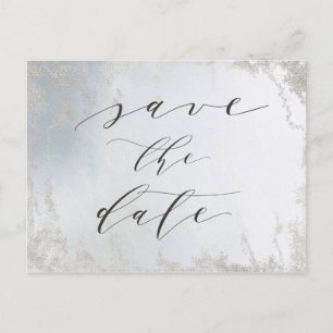Postal De Anuncios Relieve metalizado plateado Ombre Dusty Blue Frost