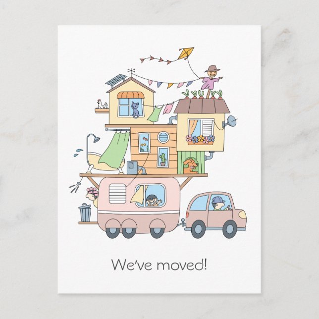 Postal De Anuncios Remolque de camping familiar en el camino - Nueva  (Anverso)