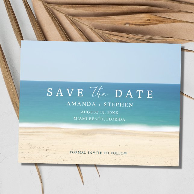 Postal De Anuncios Renovación de Beach Vow Guardar La Fecha (Beach Vow Renewal Save The Date Announcement Postcard)