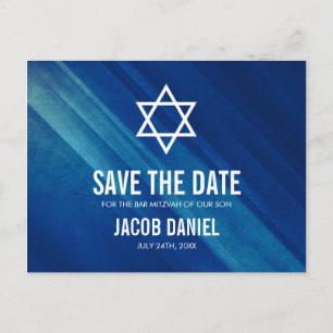 Postal De Anuncios Reserva azul moderna de Mitzvah de la barra del