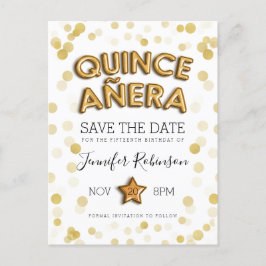 Postal De Anuncios Reserva de Quinceanera el purpurina de los globos