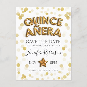 Postal De Anuncios Reserva de Quinceanera el purpurina de los globos