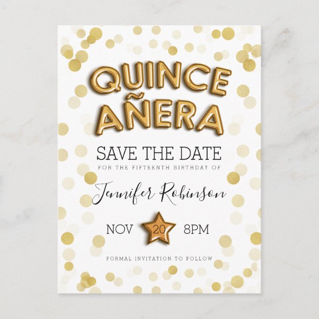Postal De Anuncios Reserva de Quinceanera el purpurina de los globos (Anverso)