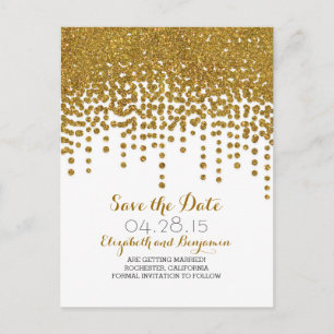 Postal De Anuncios reserva del confeti del efecto metalizado del