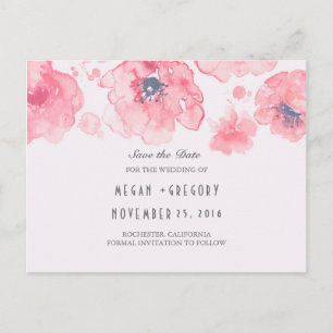 Postal De Anuncios reserva elegante de la acuarela floral rosada la