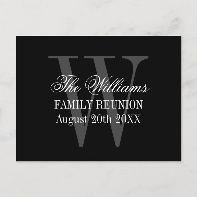 Postal De Anuncios Reserva elegante del monograma de la reunión de (Anverso)