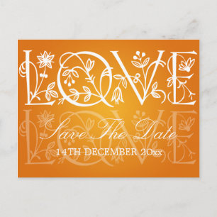 Postal De Anuncios Reserva elegante el naranja del Flourish del amor