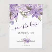 reserva floral púrpura de la acuarela el boda de