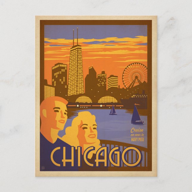 Postal De Anuncios Reserva la fecha | Chicago, IL - Navy Pier (Anverso)