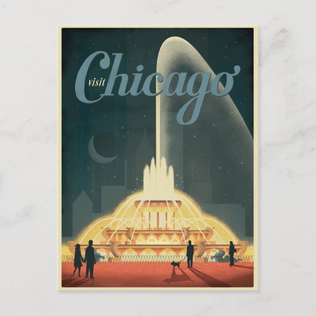 Postal De Anuncios Reserva la fecha | Chicago, IL - Visita Chicago (Anverso)