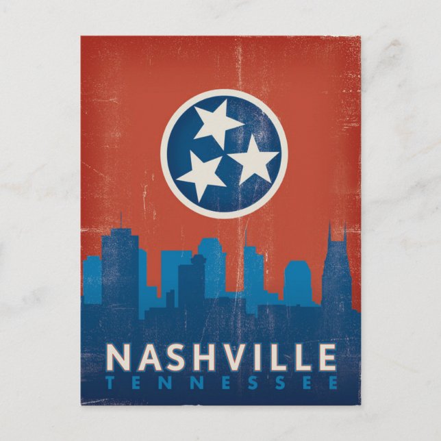 Postal De Anuncios Reserva la fecha | Nashville, TN - Bandera del Est (Anverso)