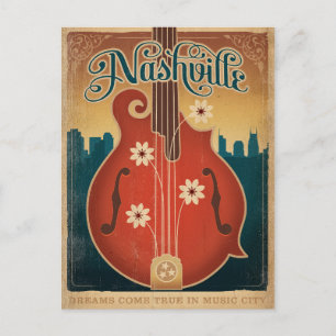 Postal De Anuncios Reserva la fecha   Nashville, TN - Flor Mandolin