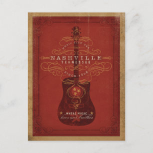 Postal De Anuncios Reserva la fecha Nashville, TN - Guitarra Roja
