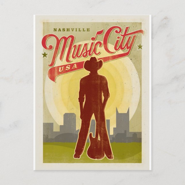 Postal De Anuncios Reserva la fecha | Nashville, TN - Music City USA (Anverso)