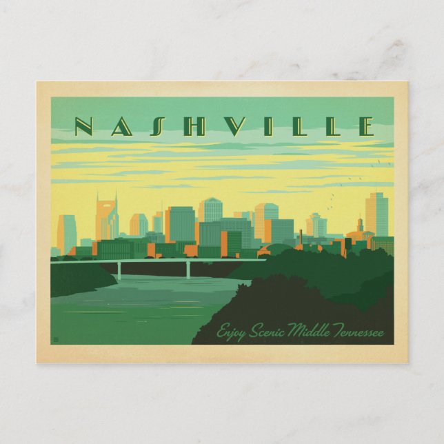 Postal De Anuncios Reserva la fecha | Nashville, TN - Skyline (Anverso)