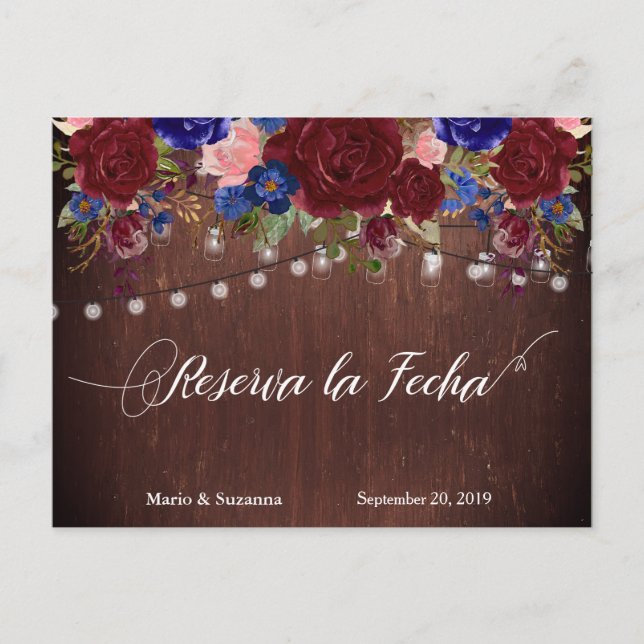 Postal De Anuncios Reserva la Fecha Save the Date Armada Española Flo (Anverso)