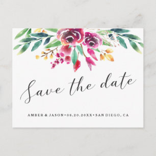 Postal De Anuncios reserva moderna romántica floral de la acuarela la