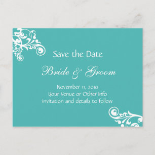 Postal De Anuncios Reserva personalizada turquesa del Flourish la