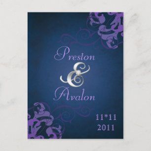 Postal De Anuncios Reserva púrpura noble del azul de la voluta la