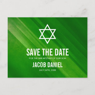 Postal De Anuncios Reserva verde moderna de Mitzvah de la barra del