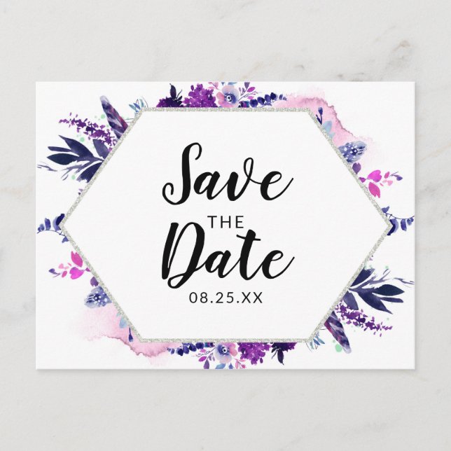 Postal De Anuncios Reserva violeta floral encantada de la acuarela la (Anverso)