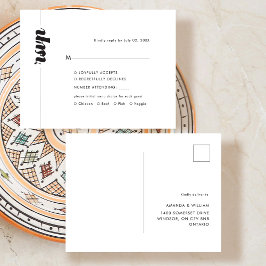 Postal De Anuncios Respuesta de RSVP de Boda con Tipografía Negrita