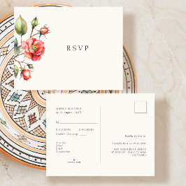 Postal De Anuncios Respuesta de RSVP de Boda de Rosa Acuarela