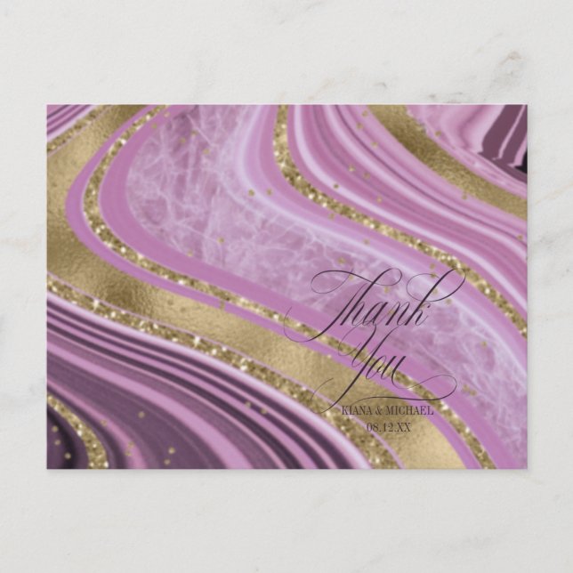 Postal De Anuncios Resumen Agate Boda Gracias Mauve ID827 (Anverso)