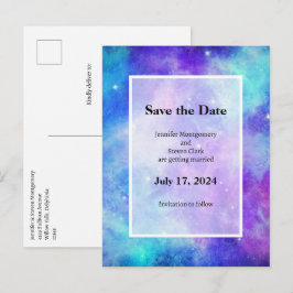 Postal De Anuncios Resumen del espacio de galaxia púrpura y azul