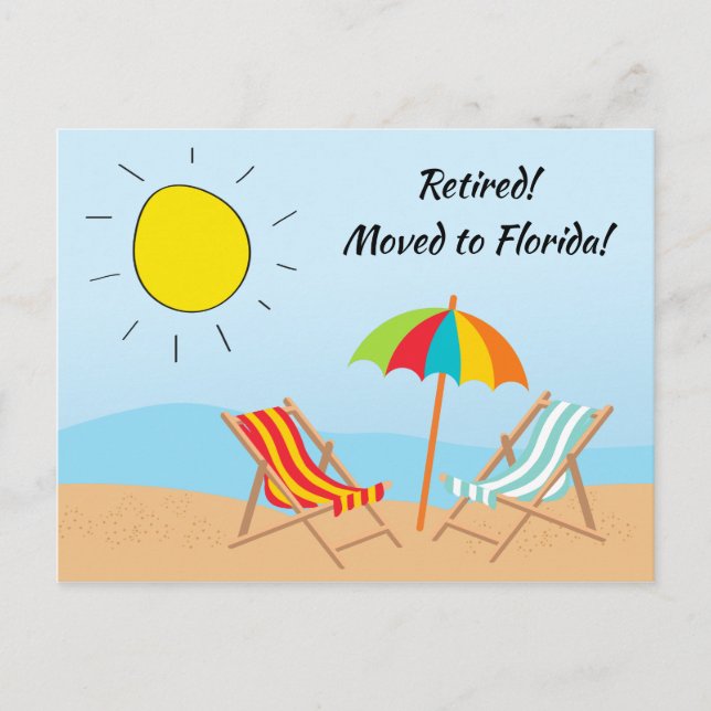 Postal De Anuncios Retirado trasladado a Florida Beach Scene Nueva di (Anverso)