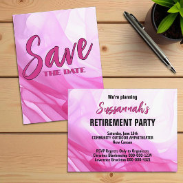 Postal De Anuncios Retirement Party Save The Date Pink Abstract