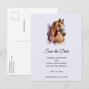 Postal De Anuncios Retrato de cabeza de caballo marrón en acuarela