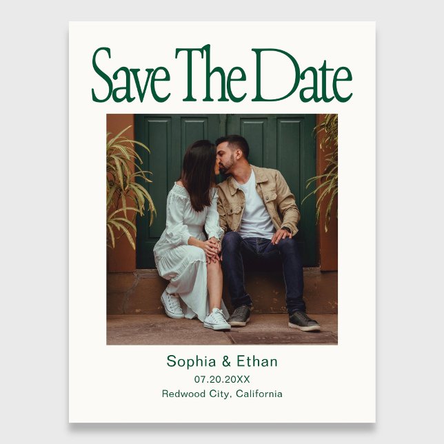 Postal De Anuncios Retro 90s Photo Wedding Save The Date (Subido por el creador)