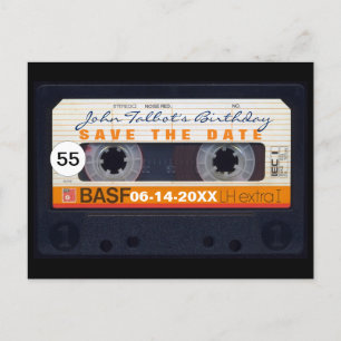 Postal De Anuncios Retro Audiotape 55º cumpleaños Guardar la fecha Po