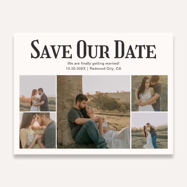 Postal De Anuncios Retro Photo White Wedding Save The Date (Subido por el creador)