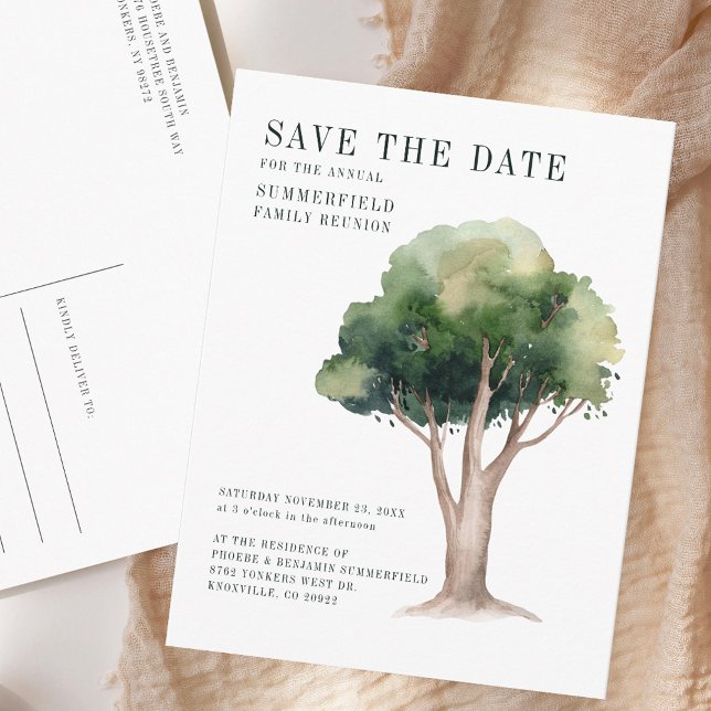 Postal De Anuncios Reunión Anual de la Familia Árbol Genealógico Guar (Annual Family Reunion Genealogy Tree Save the Date Announcement Postcard)