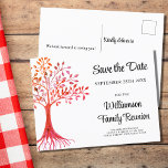 Postal De Anuncios Reunión de la familia de árboles de familia Guarda<br><div class="desc">Envíe una fecha de guardado para la próxima reunión familiar con esta postal única de invitación. Cuenta con un árbol familiar de acuarelas y una tipografía elegante. Personalizable fácil. Añadir un mensaje al reverso de la postal. Utilice la Herramienta de diseño para cambiar el tamaño, estilo o color del texto....</div>