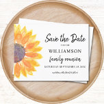 Postal De Anuncios Reunión de la familia floral salva la fecha<br><div class="desc">Pídele a su familia que guarde la fecha de su Reunión Familiar con esta floral para guardar la tarjeta de fecha. Tiene un girasol acuarela en tonos amarillos y naranjas. Fácil personalizable con tu nombre y detalles. Acuarela original © Michele Davies.</div>