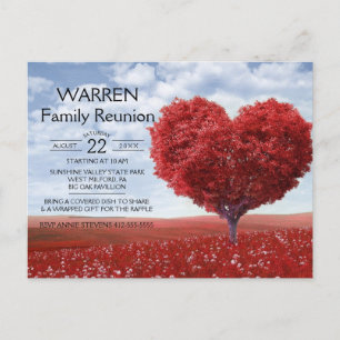 Postal De Anuncios Reunión de la familia Red Heart Tree
